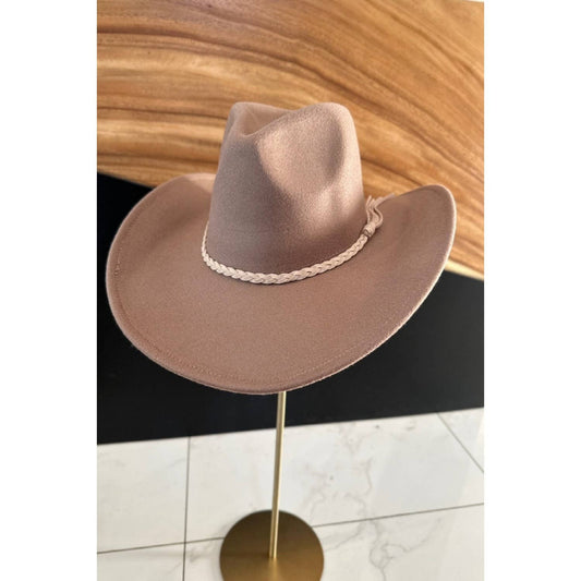 Felt Cowboy Hat W/ Brown Braided Belt