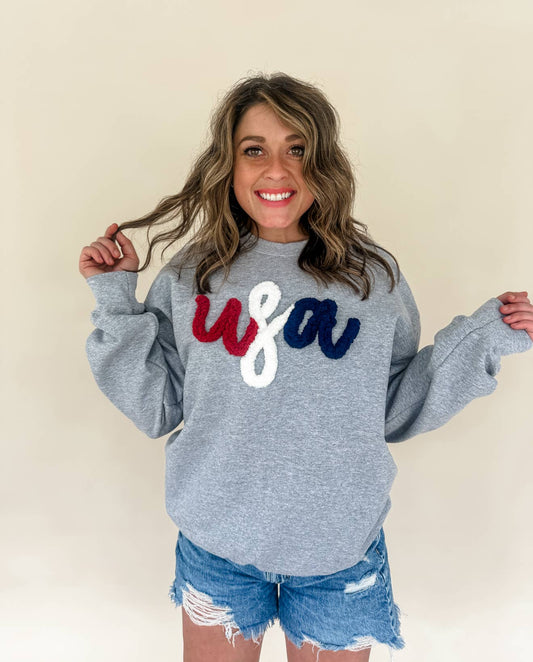 USA Yarn Embroidered Crew