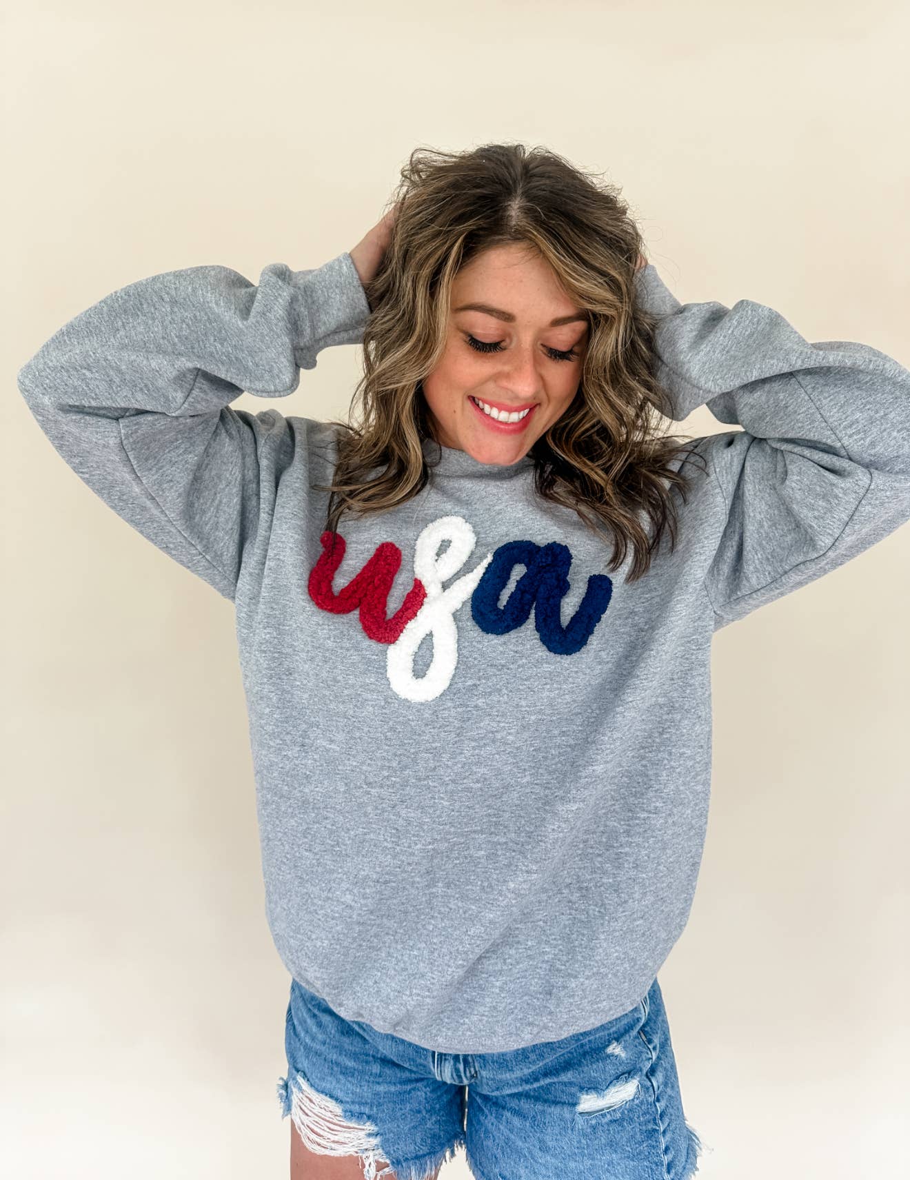 USA Yarn Embroidered Crew