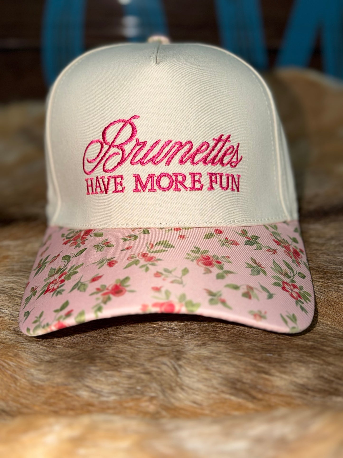 Brunettes have more fun-Pink Floral