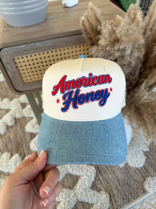 American Honey Embroidered 3D 4th of July Hat