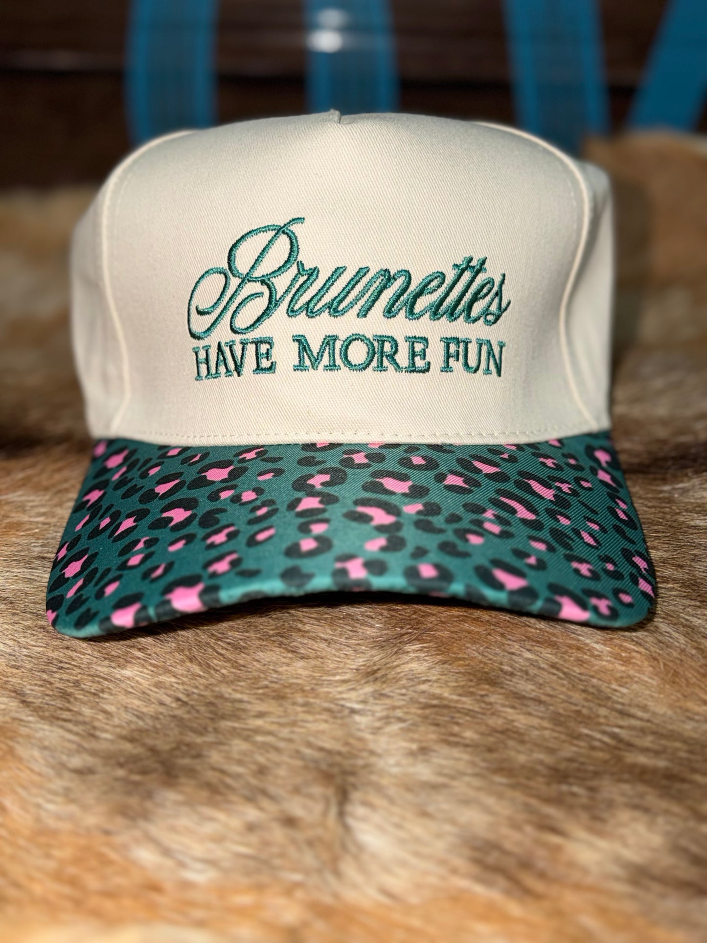 Brunettes Have More fun-teal leopard