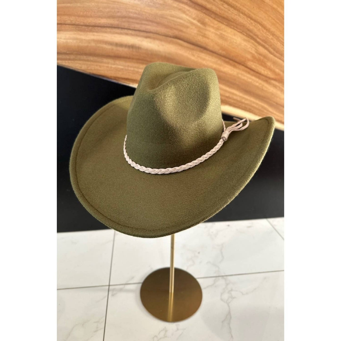 Felt Cowboy Hat W/ Brown Braided Belt