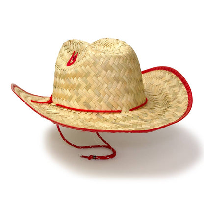 Kid's Palm Straw Sheriff Hat with Red Trim