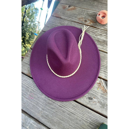 Classic Wide Brim Felt Hat W/braid tassel
