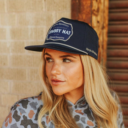“Cowboy Hat” Navy Blue Performance Patch Hat
