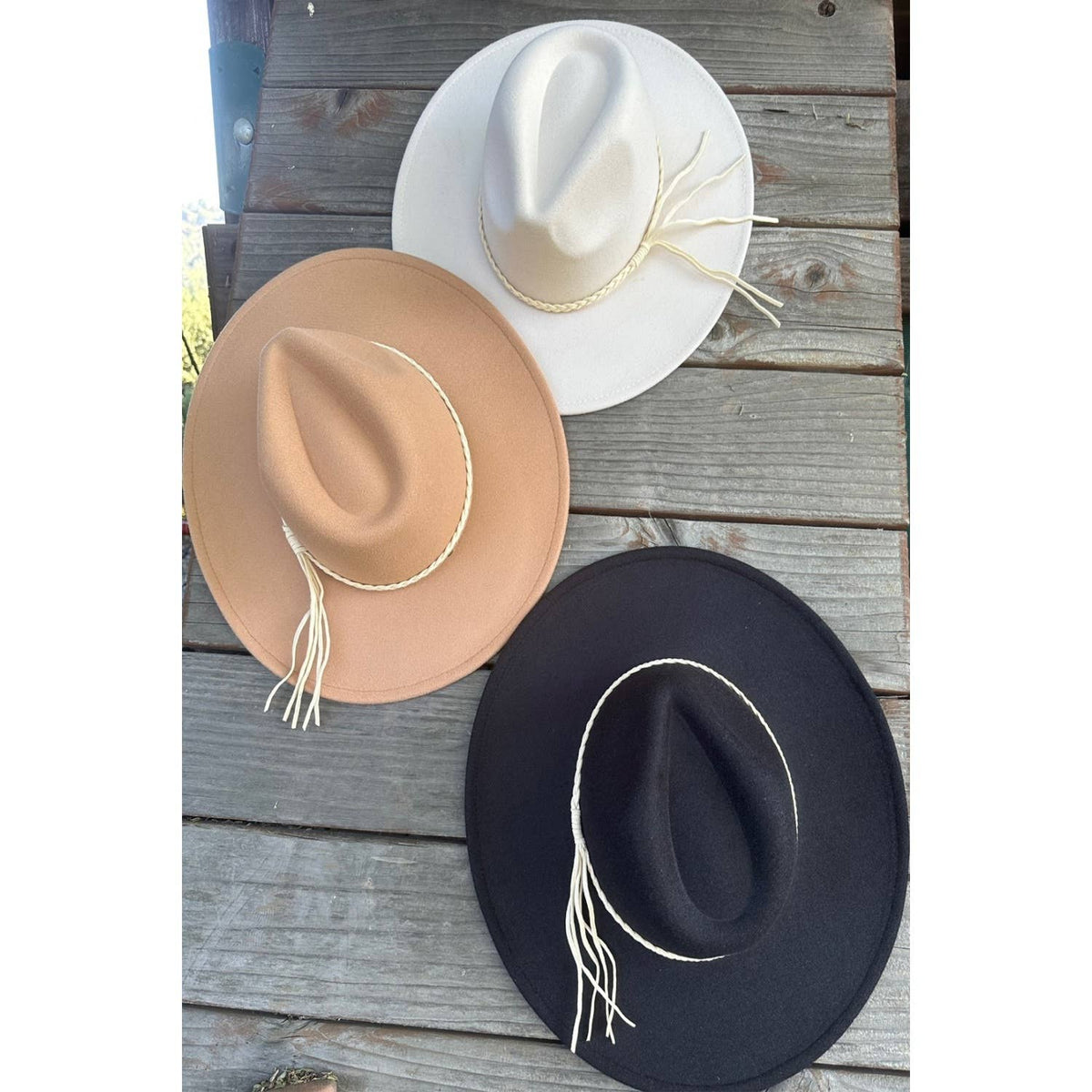 Classic Wide Brim Felt Hat W/braid tassel