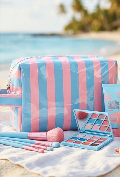 Viral stripped make up/pool bag
