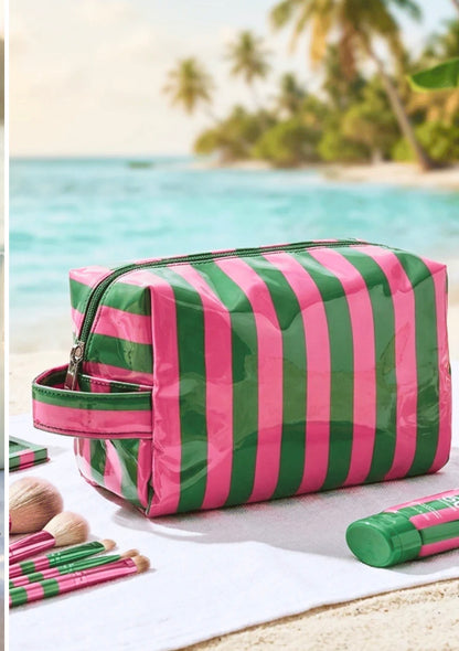 Viral stripped make up/pool bag