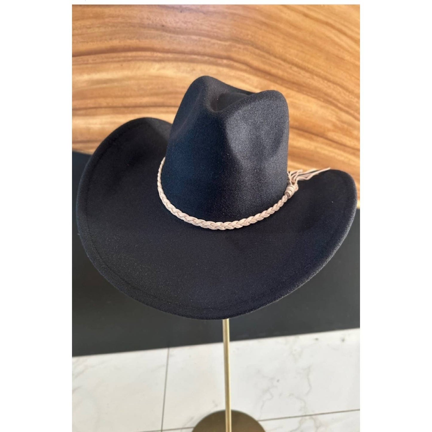 Felt Cowboy Hat W/ Brown Braided Belt