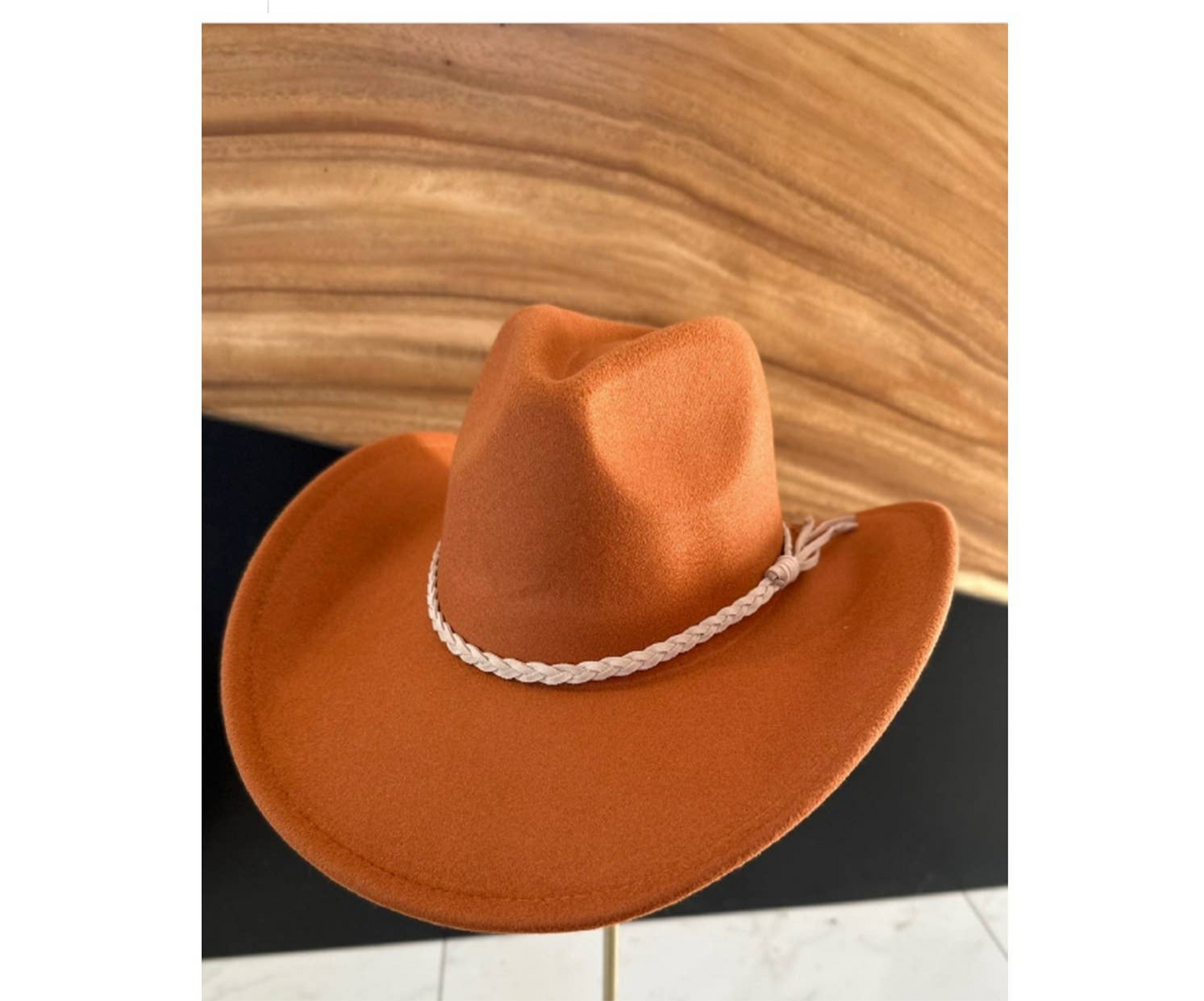 Felt Cowboy Hat W/ Brown Braided Belt