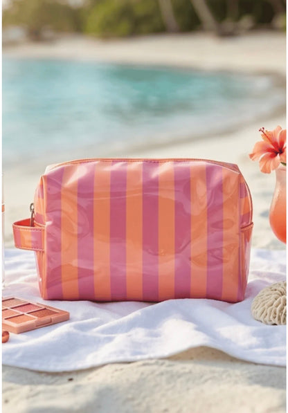 Viral stripped make up/pool bag