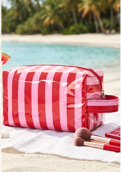 Viral stripped make up/pool bag