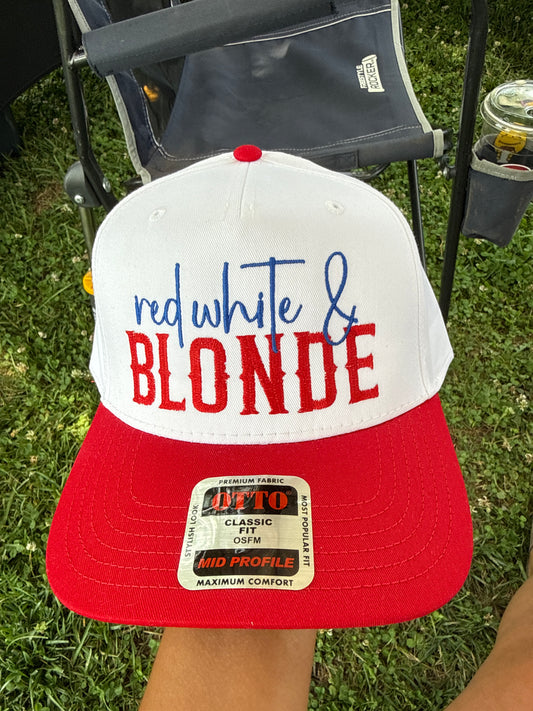 Red, white, blonde embroidered