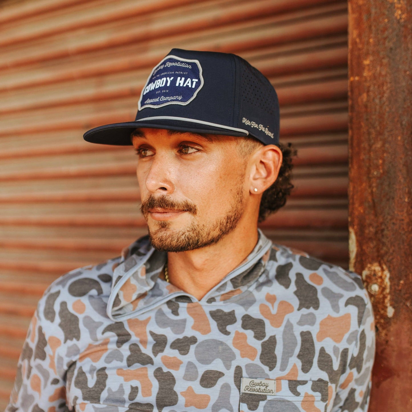 “Cowboy Hat” Navy Blue Performance Patch Hat