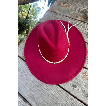 Classic Wide Brim Felt Hat W/braid tassel