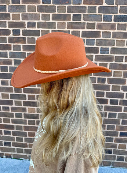 Felt Cowboy Hat W/ Brown Braided Belt