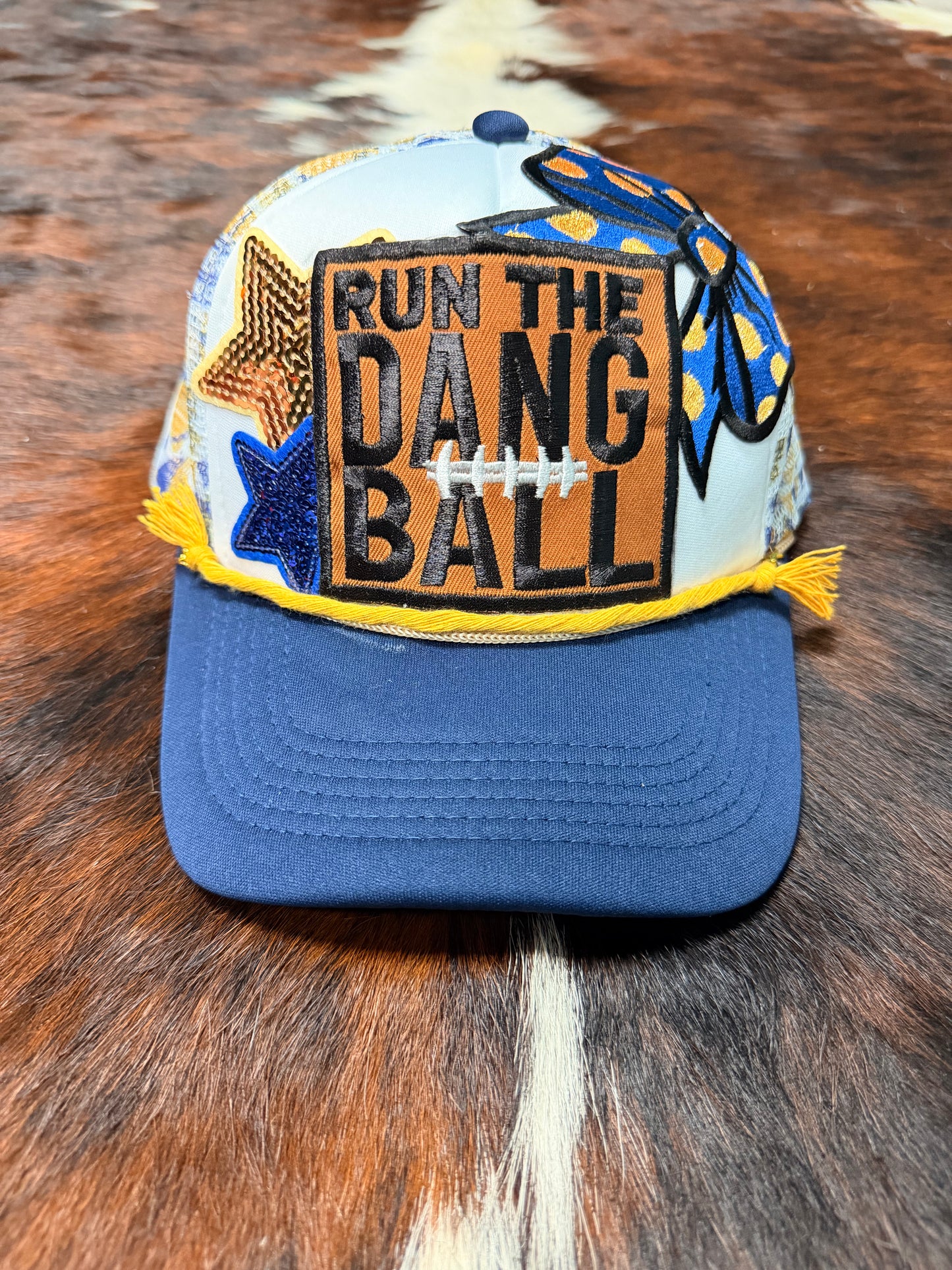 RUN THE DANG BALL football game day trucker Hat