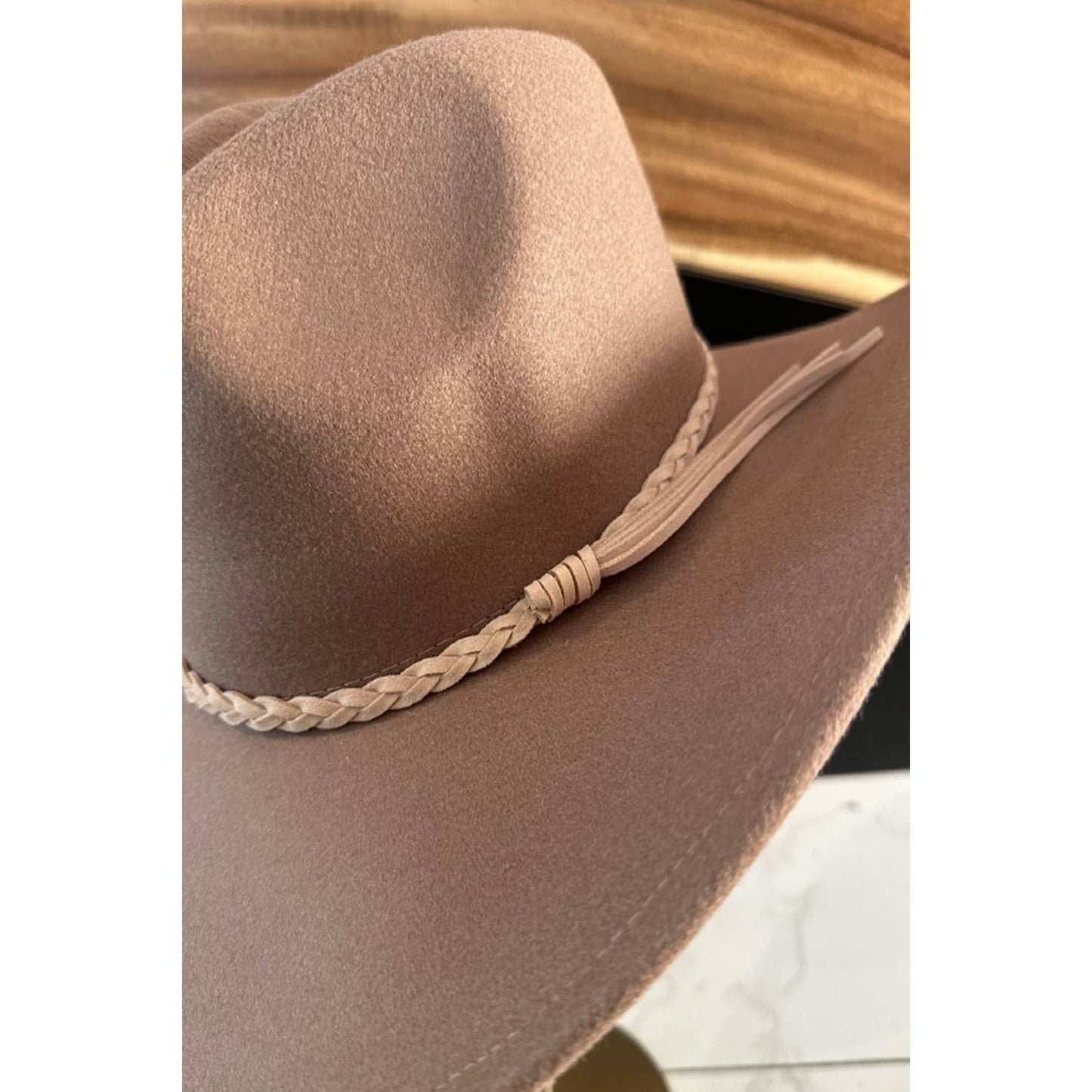 Felt Cowboy Hat W/ Brown Braided Belt