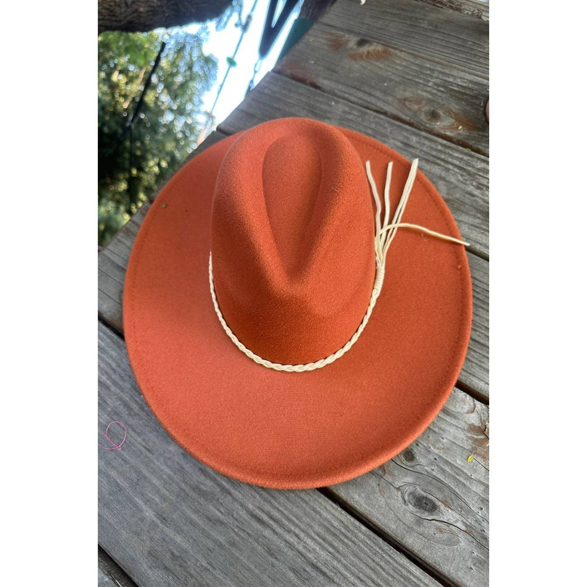 Classic Wide Brim Felt Hat W/braid tassel