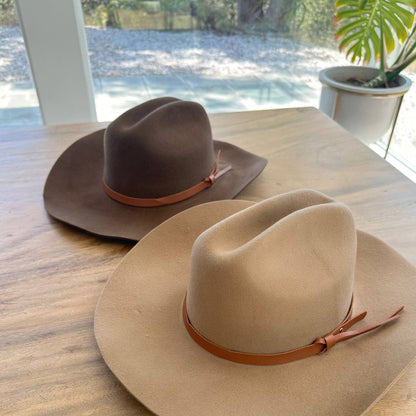 Australian Wool Cattleman Cowboy Hat With Leather Belt