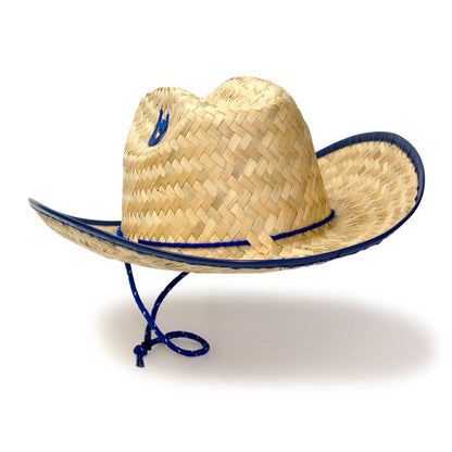 Kid's Palm Straw Sheriff Hat with Blue Trim