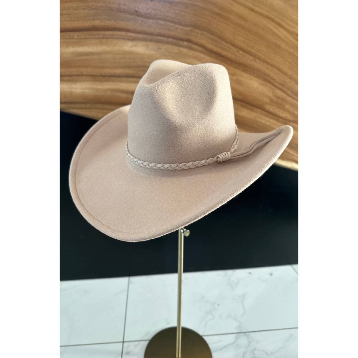 Felt Cowboy Hat W/ Brown Braided Belt
