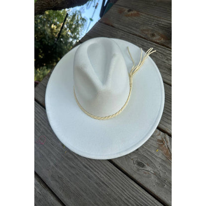 Classic Wide Brim Felt Hat W/braid tassel