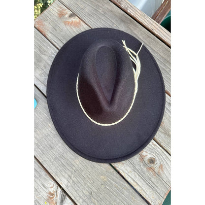 Classic Wide Brim Felt Hat W/braid tassel