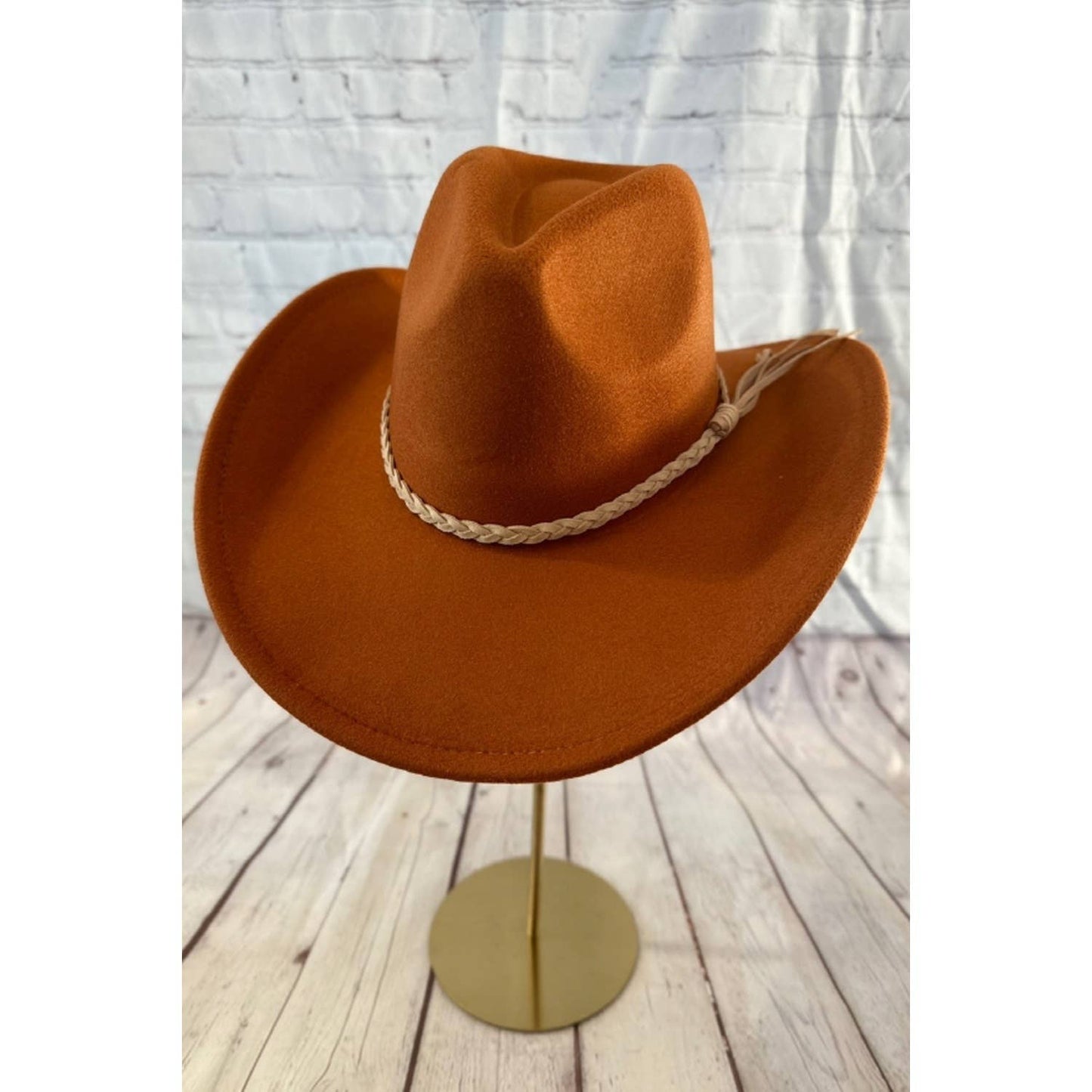 Felt Cowboy Hat W/ Brown Braided Belt