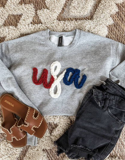 USA Yarn Embroidered Crew 