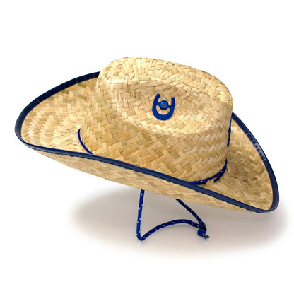 Kid's Palm Straw Sheriff Hat with Blue Trim