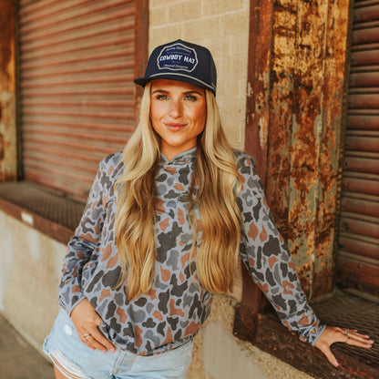 “Cowboy Hat” Navy Blue Performance Patch Hat