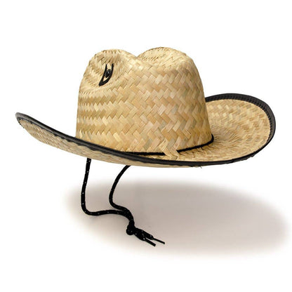 Kid's Palm Straw Sheriff Hat with Black Trim